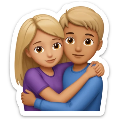 Boy and girl hug  sticker