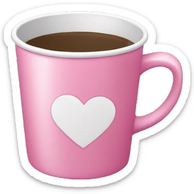 Pink coffee cup with grey hearts  sticker
