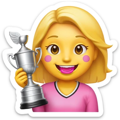 happy emoji with shiny lip gloss holding a Stanley cup sticker