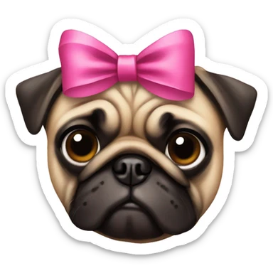 pug with bow sticker