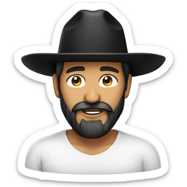 Mexican man with beard face with black hat white shirt sticker