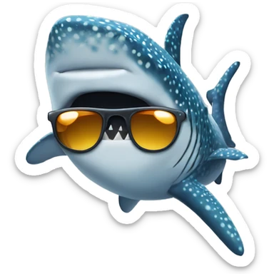 A whale shark with sunglasses sticker
