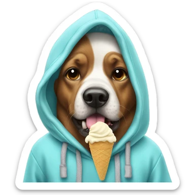 Dog wearing a hoodie eating ice cream  sticker