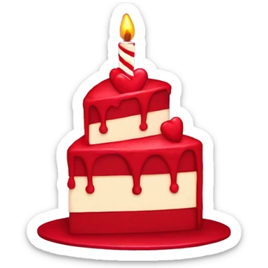 Red birthday cake in the shape of a heart sticker