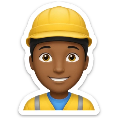A man with dark skin tone, wearing a bright yellow cap, short black hair mostly covered by the cap, large brown eyes, and a wide smile. sticker