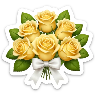 Light Bouquet With Yellow Roses And White Bow sticker