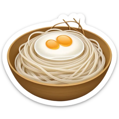 thin rice noodles semi-translucent soft white smooth glossy tangled nest or loose pile delicate strands natural curves light spacing no bowl sauce or garnish soft lighting emoji scale sticker