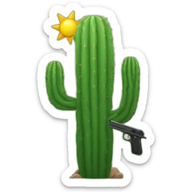 cactus hold a gun sticker