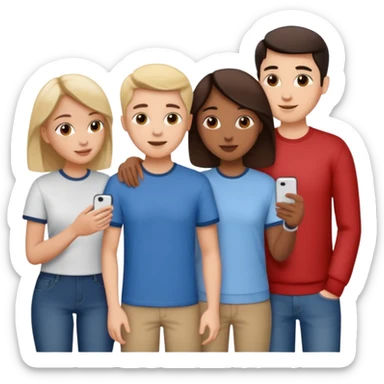 Three friends talking and looking each other, please keep 4th wall. sticker