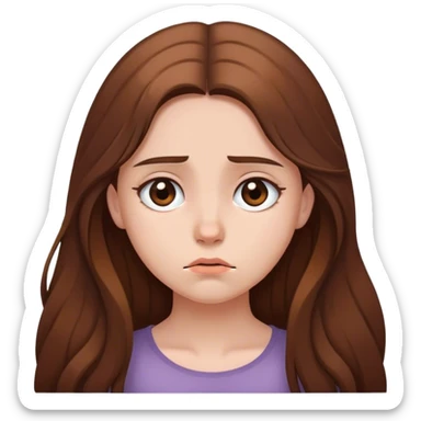 Sad girl with long brown hair sticker