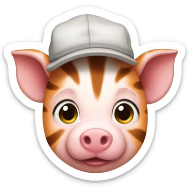 A piglet with a tiger cap sticker