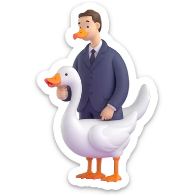 man with goose sticker