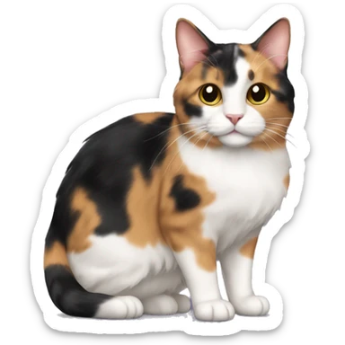 Calico bobtail cat sticker