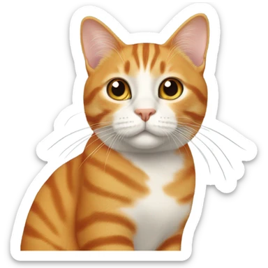 Orange cat white whiskers stripes white spot on chest sticker