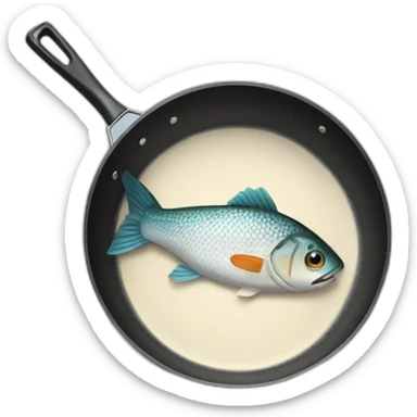 a fish in a frying pan sticker