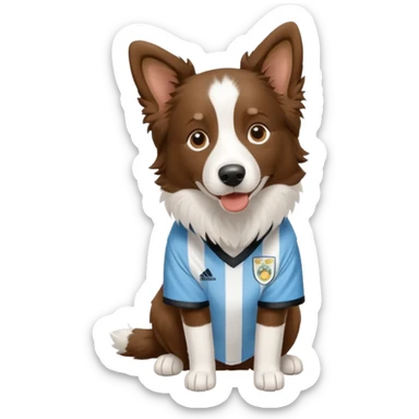 Border collie marrom usando camisa da Argentina  sticker