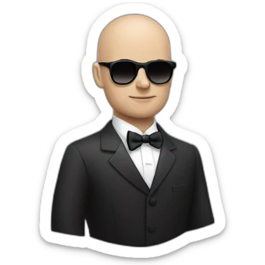 Andrew tate, bald, sunglasses, frowning, Tuxedo sticker