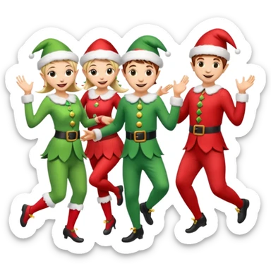 multipal dancing male and female Christmas elves  sticker