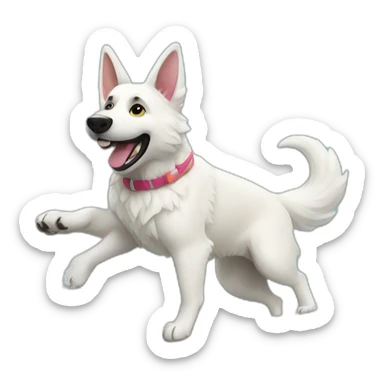 White German shepherd surfing the wave sticker