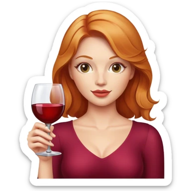 Strawberry Blonde woman with wine glass sticker
