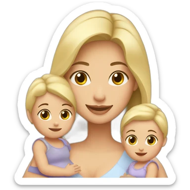 blonde mother with 2 female babies sticker