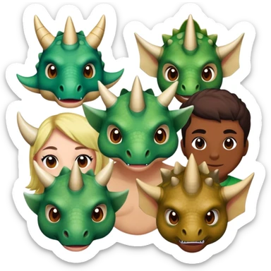 faces of different office green triceratops sticker
