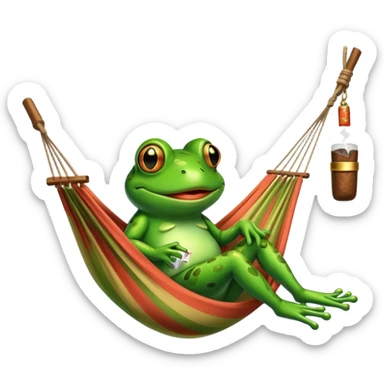 Frog smoking while in hammock sticker