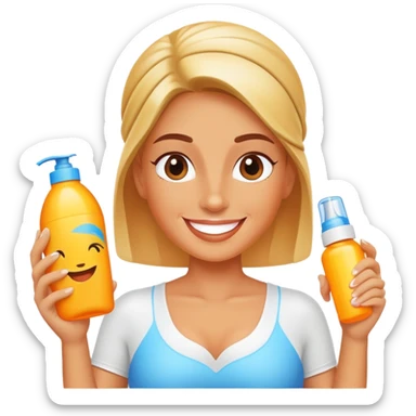 kelly fish with a bottle of sunscreen sticker