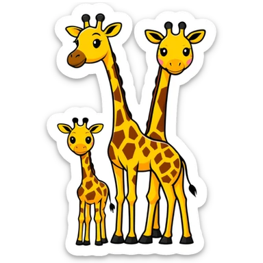 A giraffe mom with two smaller giraffes  sticker