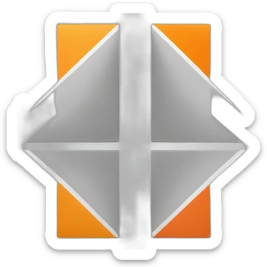 Square flag split into 2 triangular halves with one white half and one orange half sticker