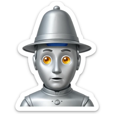 Tin man with hat looking puzzled sticker