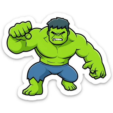 hulk superhero smashing sticker