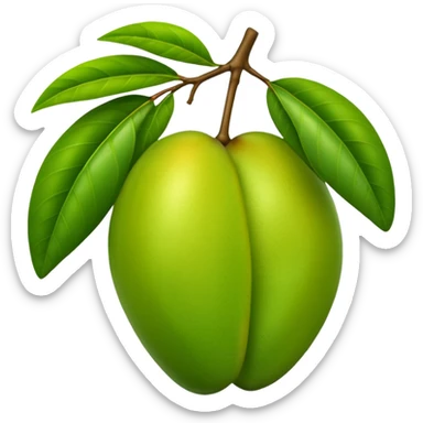 A green mango with leaves sticker