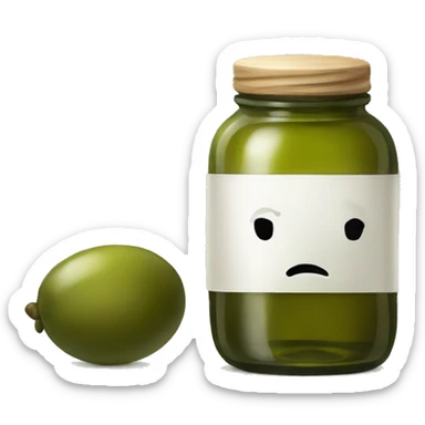 Olive oil in glass jar. no face sticker