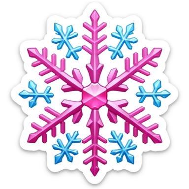 Pink snowflake with snow sticker