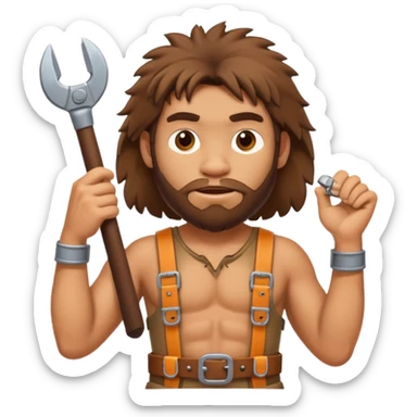 Caveman in a toolbelt sticker