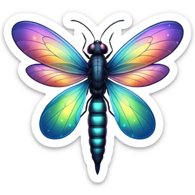 Iridescent rainbow colored wings of a beautiful glowing firefly sticker