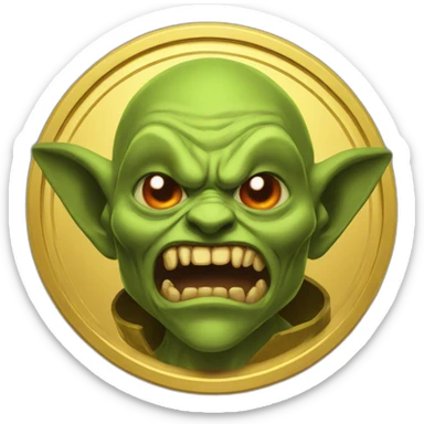 gold coin goblin  evil sticker