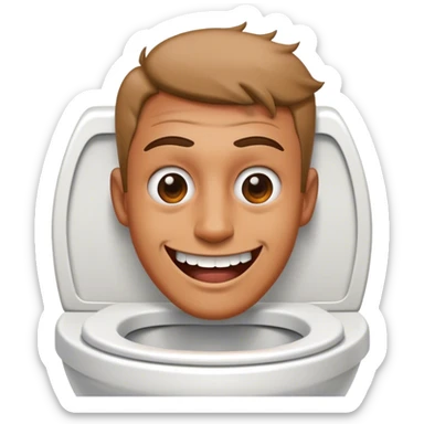 A man’s head inside of a toilet making a creepy smile sticker