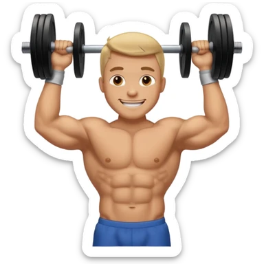 glorious gentlemen moustache lifting heavy weights and smiling sticker