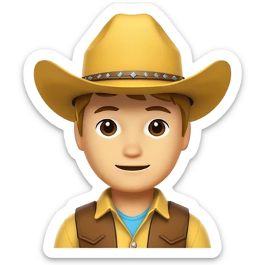 yellow roblox character with cowboy hat on him sticker