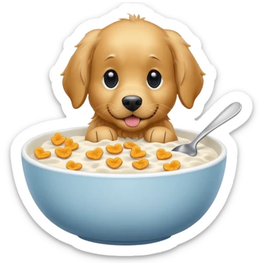 dog in a bowl of cereal sticker
