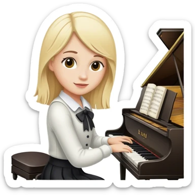 Blonde piano student sticker
