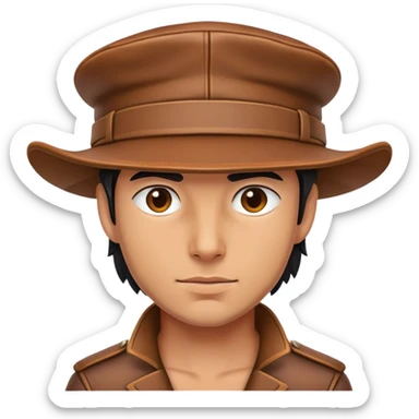 Medieval male working leather hat with reinforced seams sticker