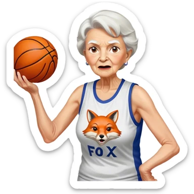 White Fox News Grandma dunking basketball angrily  sticker
