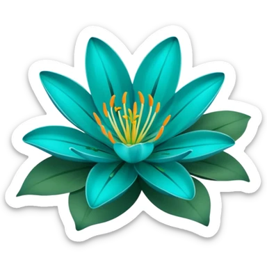 teal lily sticker