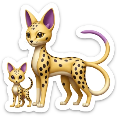 Genesect-Mewtwo-Espeon-Cheetah-Serval-Fakémon-hybrid-creature (full body)  sticker