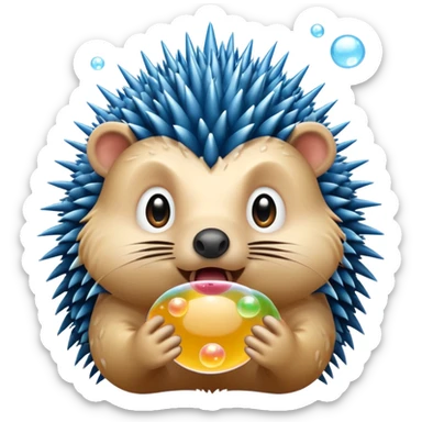 Porcupine blowing bubbles sticker