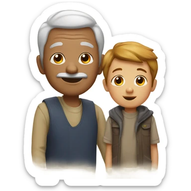 A grandfather with his boy sticker