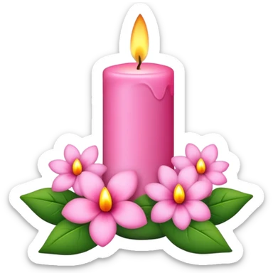 Spring pink candle with flowers  sticker